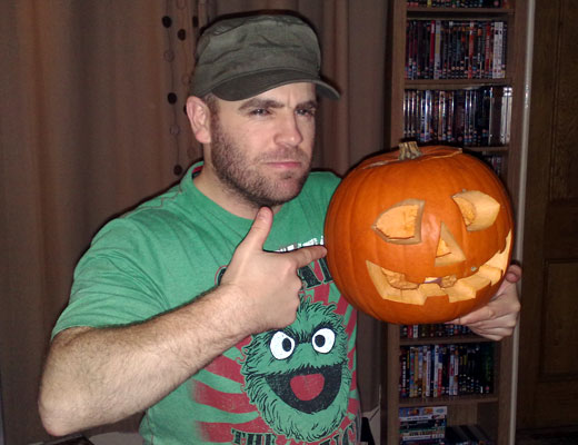 Michael Krispe prepares his pumpkin Michael Krispe